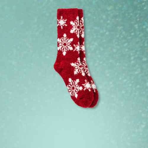 Women's Snowflake Cozy Crew Socks - A New Day™ Red 4-10