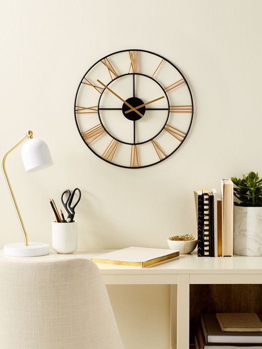 6.5 Desk Clock With Wood Tray - Threshold™ : Target